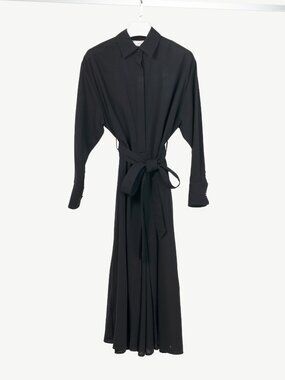AMI Black Wool-Crepe Belted Cropped Jumpsuit